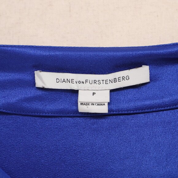 DIANE VON FURSTENBERG Korea Tunic Shift Crepe Dress Cosmic Cobalt Size XS - Picture 7 of 8